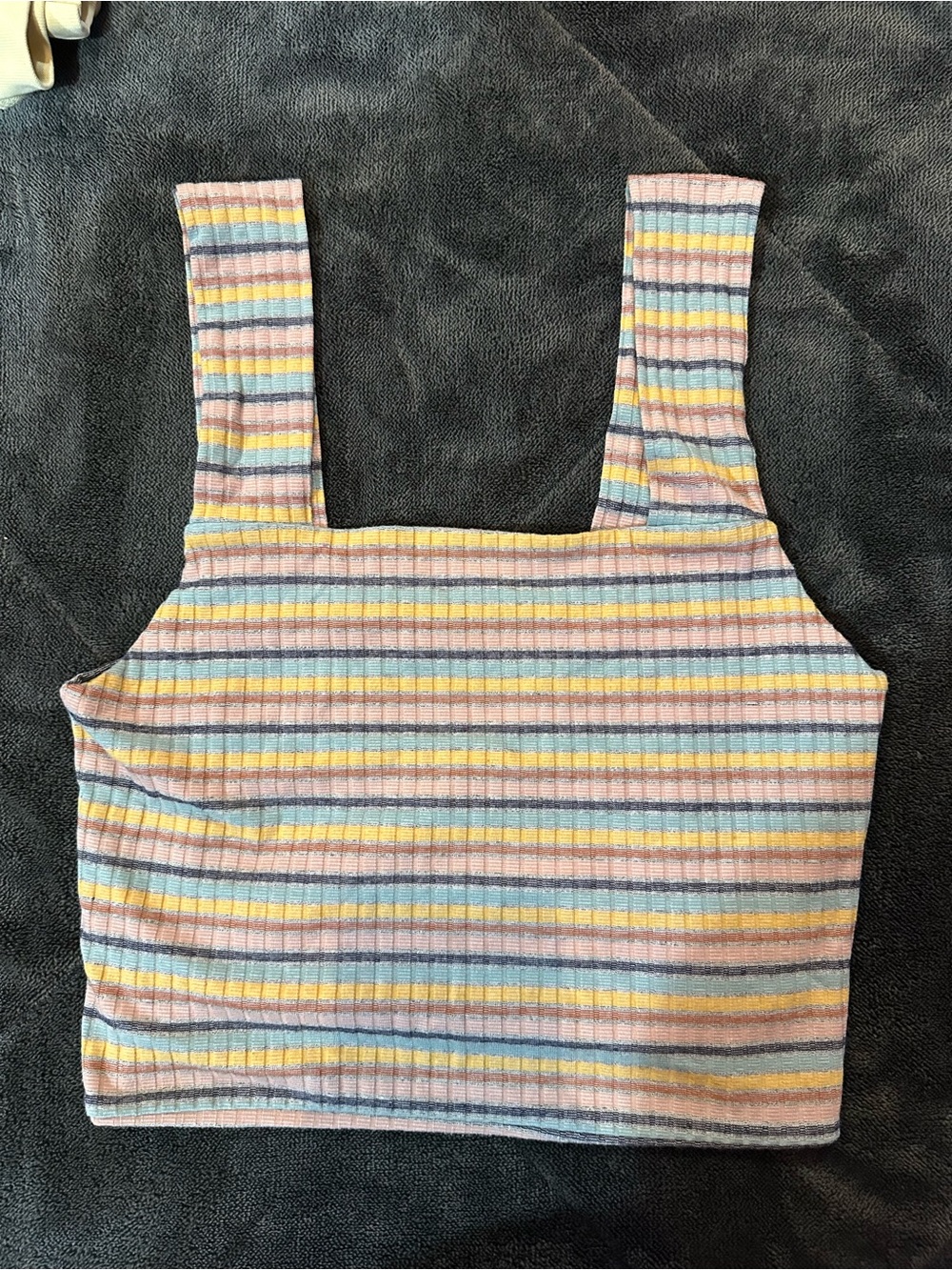 AE Pastel Multi-Stripe Ribbed Crop Tank Top